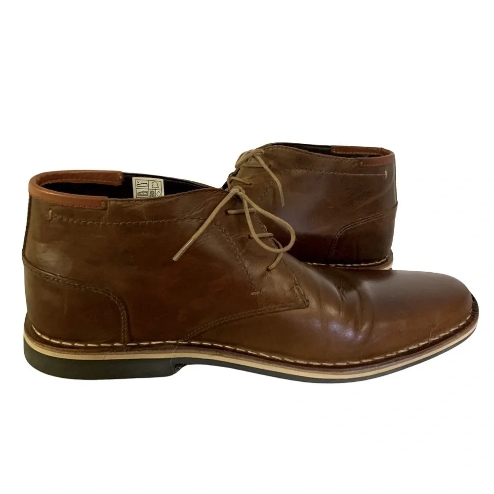 Steve Madden Mens Brown Leather Lace Up Chukka Boots Ankle Boots, Size 10